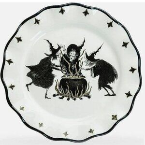 Potters Studio Three Witches Cauldron Coven Halloween Party 4 Dinner Plate Set 4